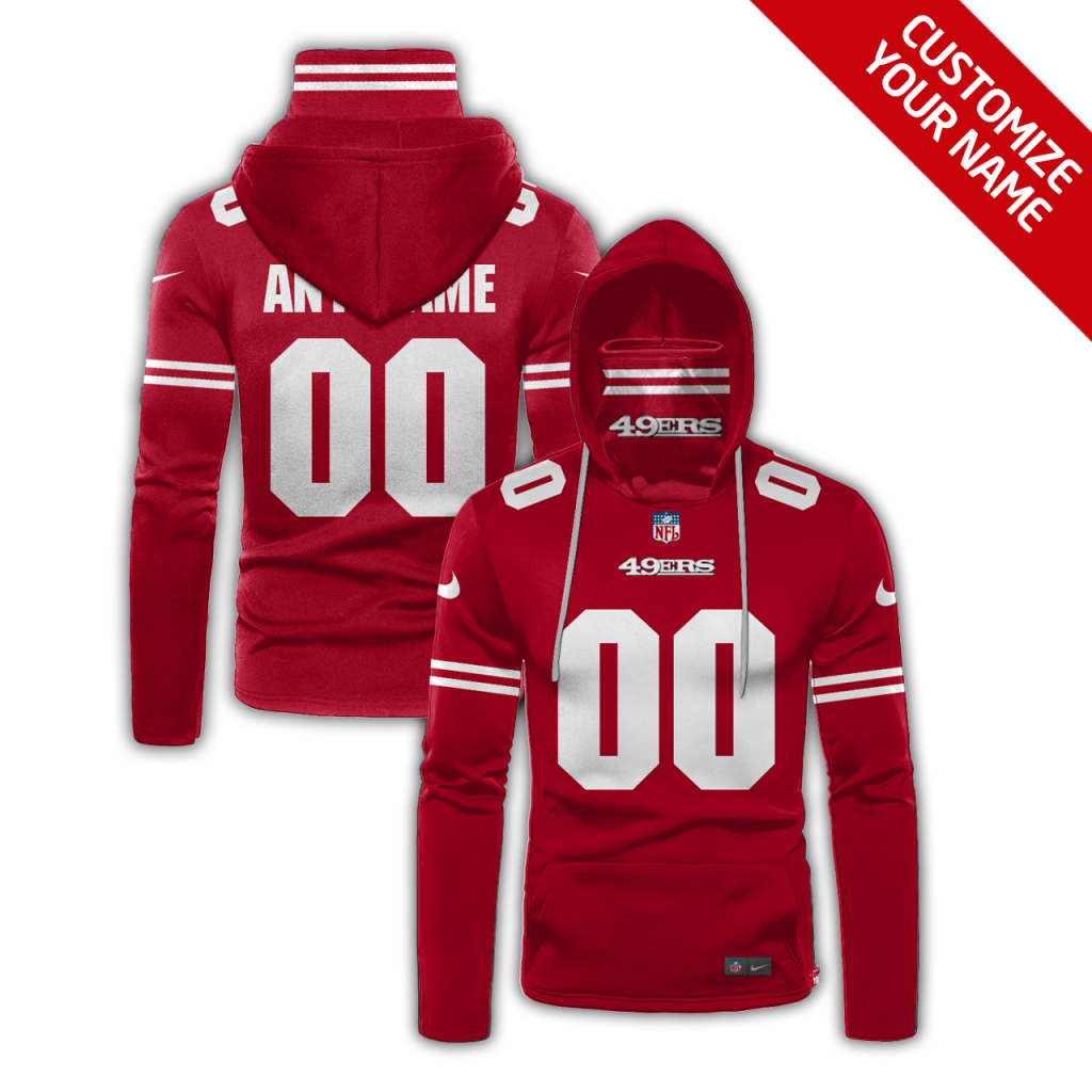 Men's San Francisco 49ers 2020 Red Customize Hoodie Mask
